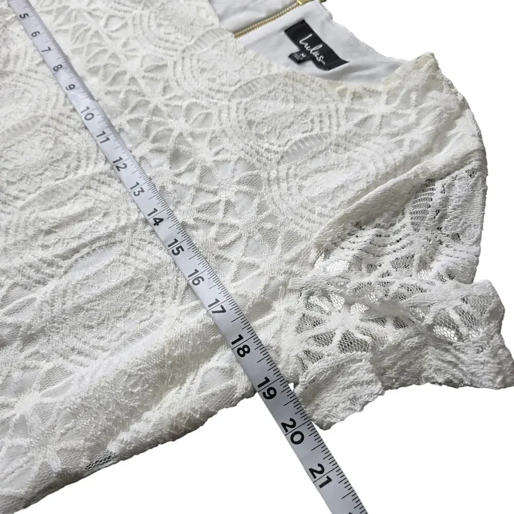 Lulu's Love You for Eternity Ivory Lace Mini Dress Sz M - Picture 7 of 9
